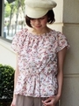 小花柄シフォン2WAYブラウス/ブルー柄