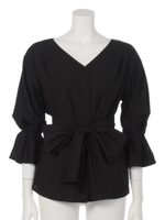 袖ボリュームブラウス(無地ブラック)/ブラック