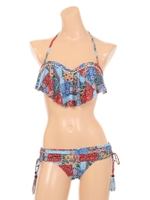 【nuckle market second story】幾何学柄バンドゥフリル/レッド