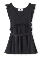 プリーツニットチュニック/ブラック