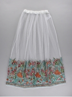 ・オリエンタル刺繍シアーロングスカート/ブラック