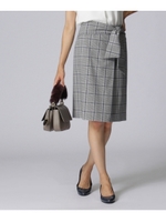 〔洗える〕グレンチェックベルテッドスカート/ブラック(219)