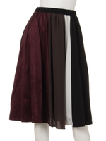 【Marie Hill】スウェードパッチワークフレアスカート/レッド