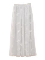 【スカート】刺繍チュールスカート/ピンク