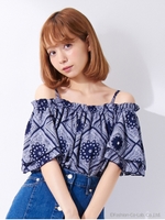 バンダナ柄オフショル/TOPS/アカ