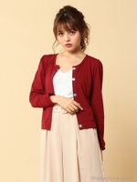 フラワー釦カットソーカーディガン/ネイビー