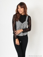 レースハイネック付ベアトップ/ホワイト