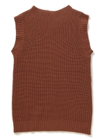 畦編みノースリニットトップス/ブラウン
