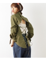 バックレースシャツブラウス/ホワイト(001)