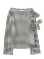 ギンガムリボン付ブラウス/BLK