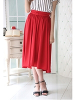 コルセット付きジョーゼットミディSK　2/レッド