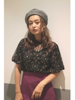 シアーシックフラワーブラウス/ブラック小花1(011)