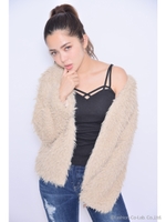 ファーショートコート/ピンク