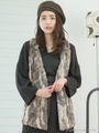 ラビットフェイクファー ロングベスト/ブラウン