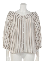 ヴィーナスストライプオフショル風ブラウス/ベージュ