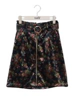 前ジップベルト付スカート/ピンク