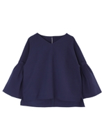 Vネックボリュームスリーブプルオーバー/ライトグレー