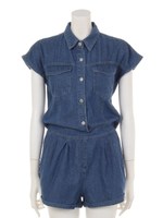 【ANAP】バックカシュクールデニムロンパース/ブルー(019)