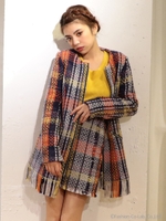 チェックツィードコート/ネイビー