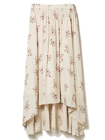 花柄バックロングスカート/ホワイト