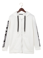 袖ロゴZIP裏毛/パーカー/グレー