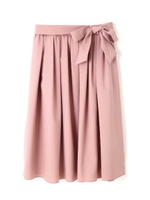 ◆大きいサイズ◆リボン付イレギュラータックスカート/ピンク(090)