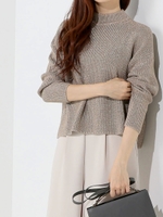 〓★JC 畦ラメ ハイネック ドロップショルダー / ラメニット/MD.BROWN