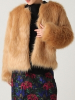 カラーフェイクファーショートコート/BLK