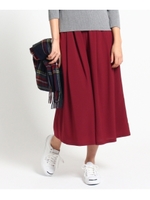 【洗える】【ウエストゴム】ジョーゼットドロストパンツ/ワインレッド(063)