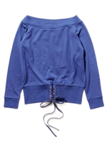 スウェットオフショルコルセットトップス/ブラック