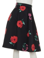 タック入り大柄フラワープリントスカート/ネイビー