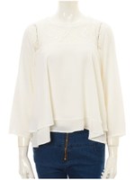 バックファスナーレースシフォンブラウス/ホワイト