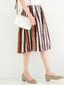 マルチストライプフレアースカート/ブラウン柄