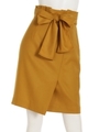 巻き風リボンスカート/マスタード