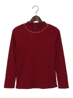 カバーリングリブ 装飾付H/N 長袖/TOPS/ターコイズグリーン