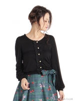 フリル付バックリボンカーディガン/ワイン