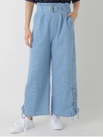裾レースアップデニムパンツ/ライトインディゴ