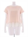 布帛シフォン付き半袖ブラウス/ピンクベージュ