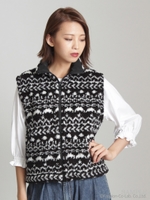 ジャカードパイルボアベスト/キャメル