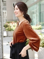 ソデギャザーベロアP/O/ピンク