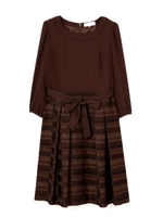 モールボーダージャカードドッキングワンピース/ブラウン(050)