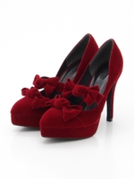 ダブルリボンパンプス/レッド