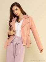 ボンディングカットライダースジャケット/ピンク