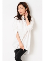 裾タックシャツワンピース/WHITE