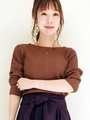 2Wayネックワイドリブプルオーバー/ブラウン