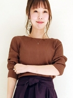 2Wayネックワイドリブプルオーバー/ブラウン