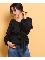 カシュクール袖コンシャスシャツ/ブラック(019)