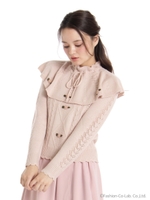 ケープ付ケーブルニット/グレー