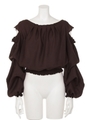 ボリュームタックスリーブブラウス/BROWN