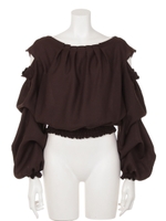 ボリュームタックスリーブブラウス/BROWN